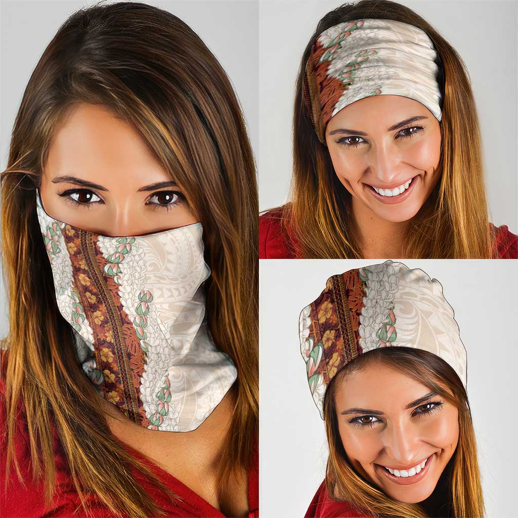Aloha Hawaii Mikioi Lei Neck Gaiter Cattail Red Tropical Flower Pattern - Polynesian Pride