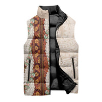 Aloha Hawaii Mikioi Lei Sleeveless Puffer Jacket Cattail Red Tropical Flower Pattern LT14 - Polynesian Pride