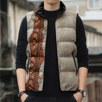 Aloha Hawaii Mikioi Lei Sleeveless Puffer Jacket Cattail Red Tropical Flower Pattern LT14 - Polynesian Pride