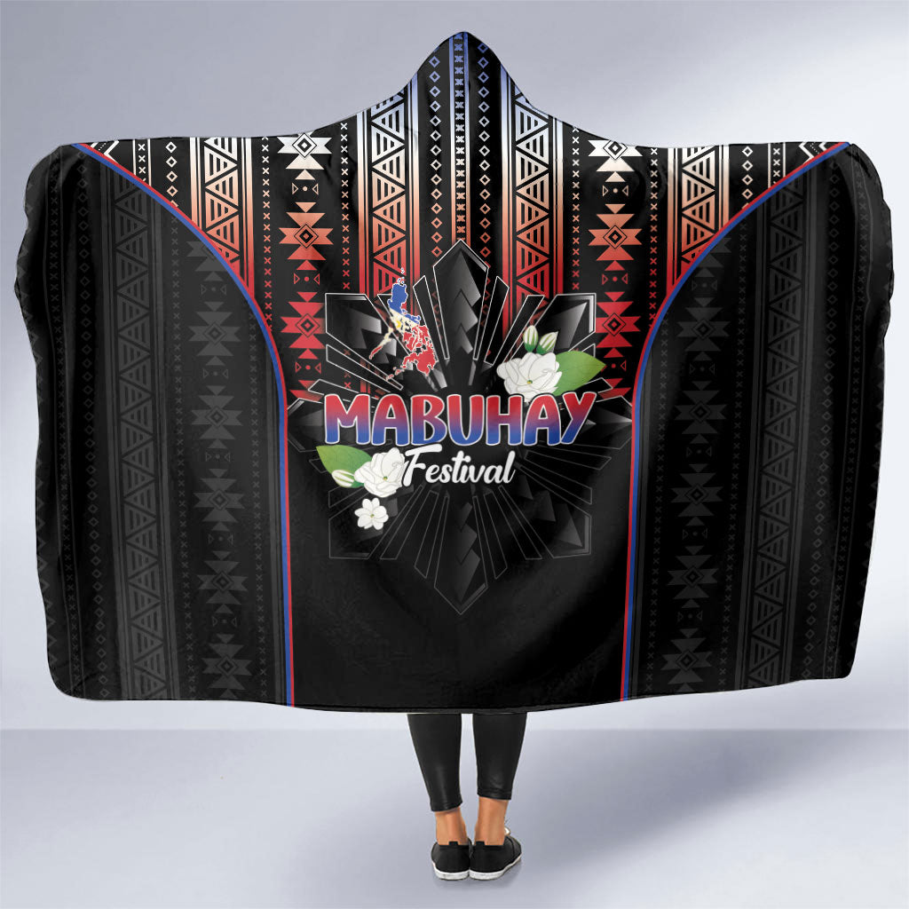 Mabuhay Philippines Festival Hooded Blanket Filipino Map Sampaguita Igorot Pattern