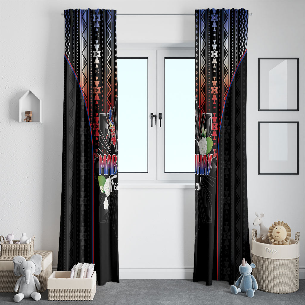 Mabuhay Philippines Festival Window Curtain Filipino Map Sampaguita Igorot Pattern LT14 - Polynesian Pride