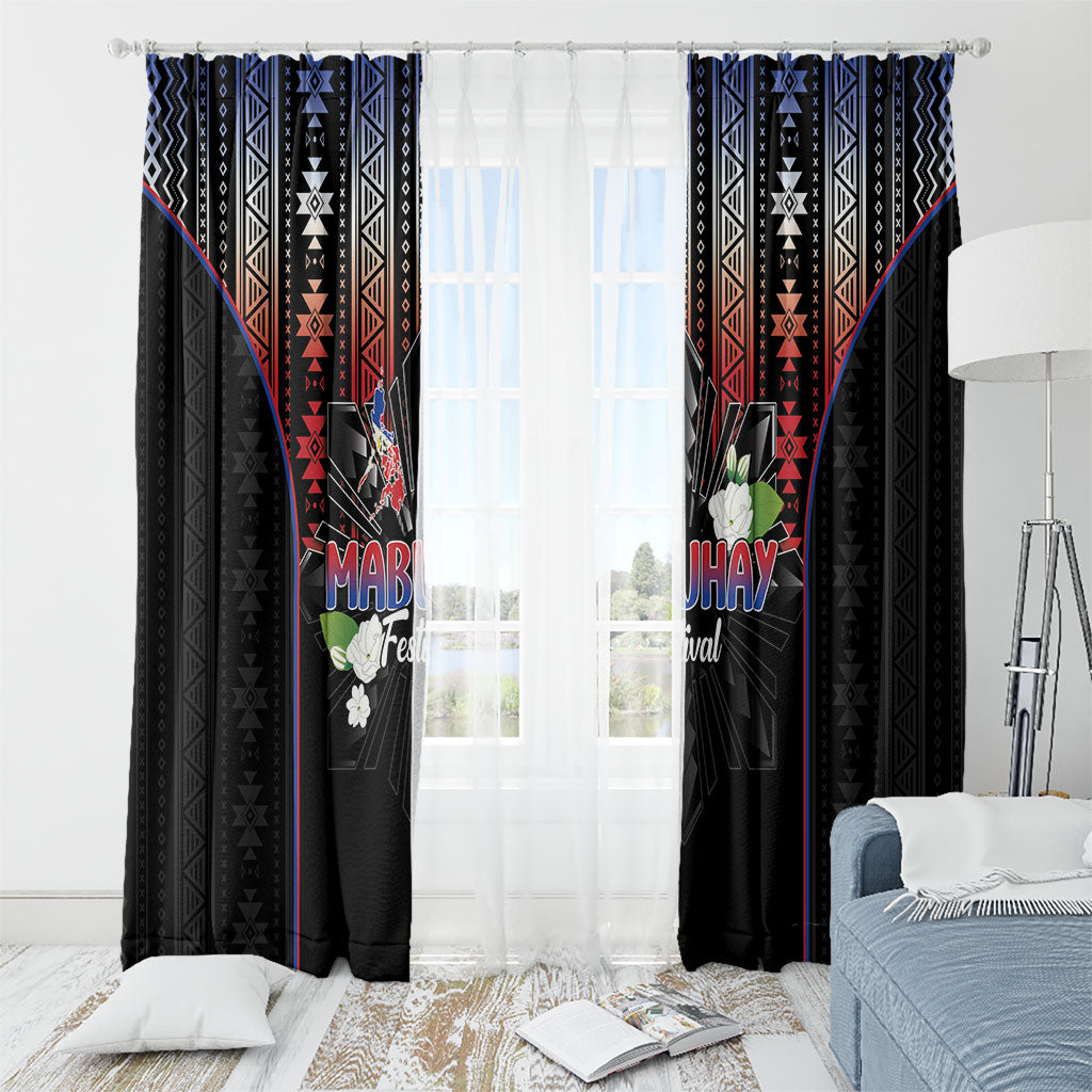 Mabuhay Philippines Festival Window Curtain Filipino Map Sampaguita Igorot Pattern LT14 - Polynesian Pride