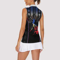 Mabuhay Philippines Festival Women Sleeveless Polo Shirt Filipino Map Sampaguita Igorot Pattern LT14 - Polynesian Pride