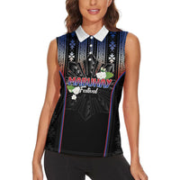 Mabuhay Philippines Festival Women Sleeveless Polo Shirt Filipino Map Sampaguita Igorot Pattern LT14 - Polynesian Pride