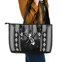 Mabuhay Philippines Festival Leather Tote Bag Filipino Map Black White Igorot Pattern LT14 - Polynesian Pride