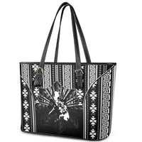 Mabuhay Philippines Festival Leather Tote Bag Filipino Map Black White Igorot Pattern LT14 - Polynesian Pride