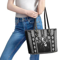 Mabuhay Philippines Festival Leather Tote Bag Filipino Map Black White Igorot Pattern LT14 - Polynesian Pride