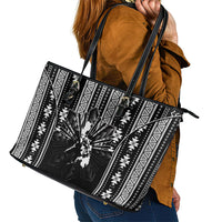 Mabuhay Philippines Festival Leather Tote Bag Filipino Map Black White Igorot Pattern LT14 - Polynesian Pride