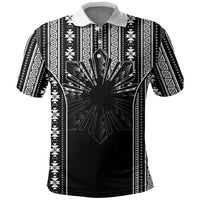 Mabuhay Philippines Festival Polo Shirt Filipino Map Black White Igorot Pattern LT14 Black - Polynesian Pride