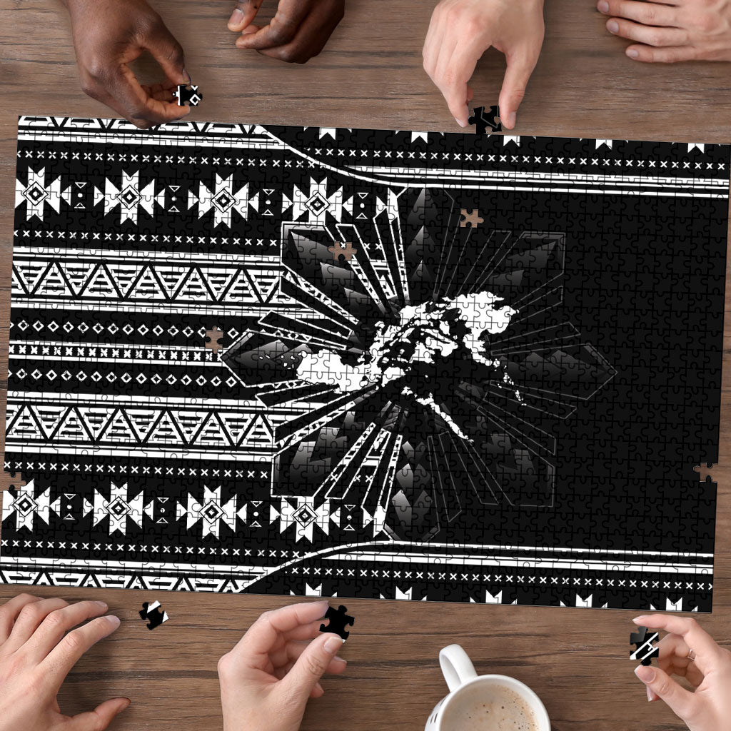 Mabuhay Philippines Festival Puzzle Filipino Map Black White Igorot Pattern LT14 - Polynesian Pride