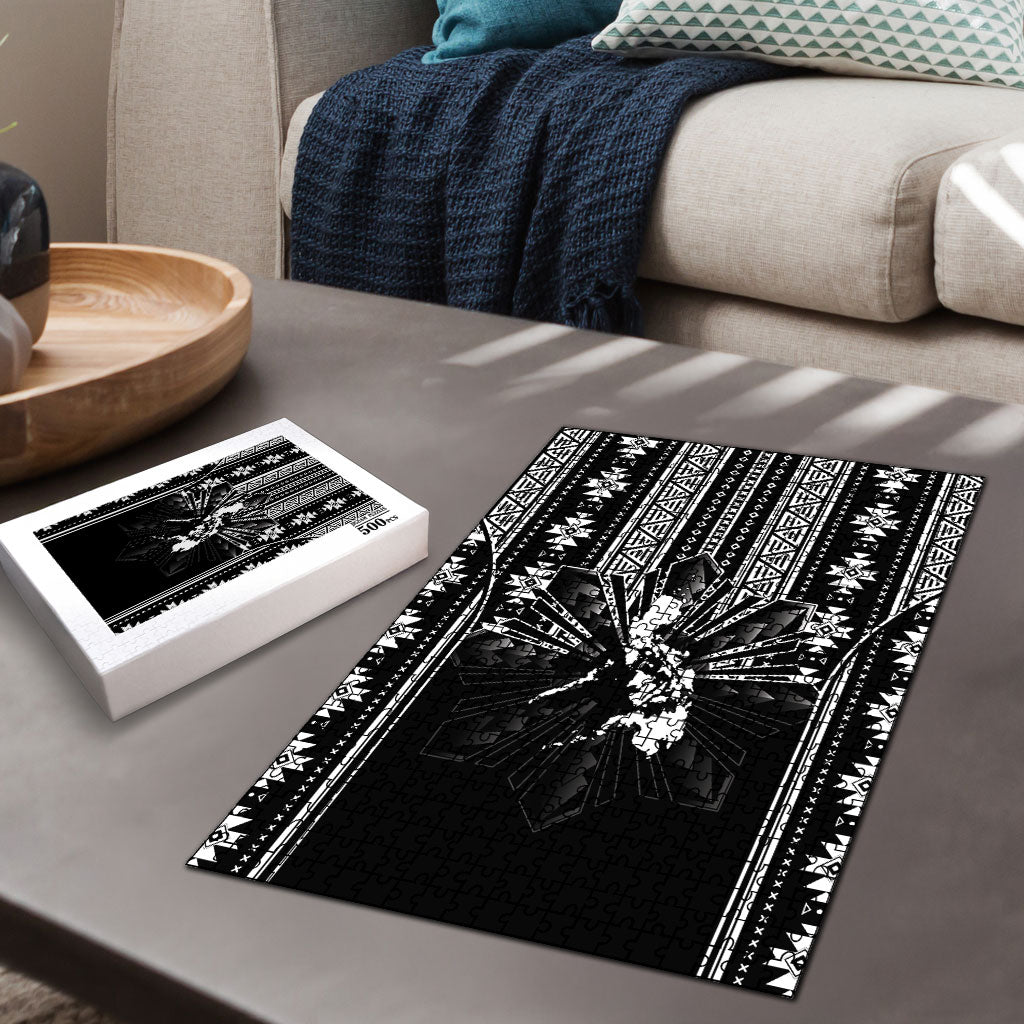 Mabuhay Philippines Festival Puzzle Filipino Map Black White Igorot Pattern LT14 - Polynesian Pride