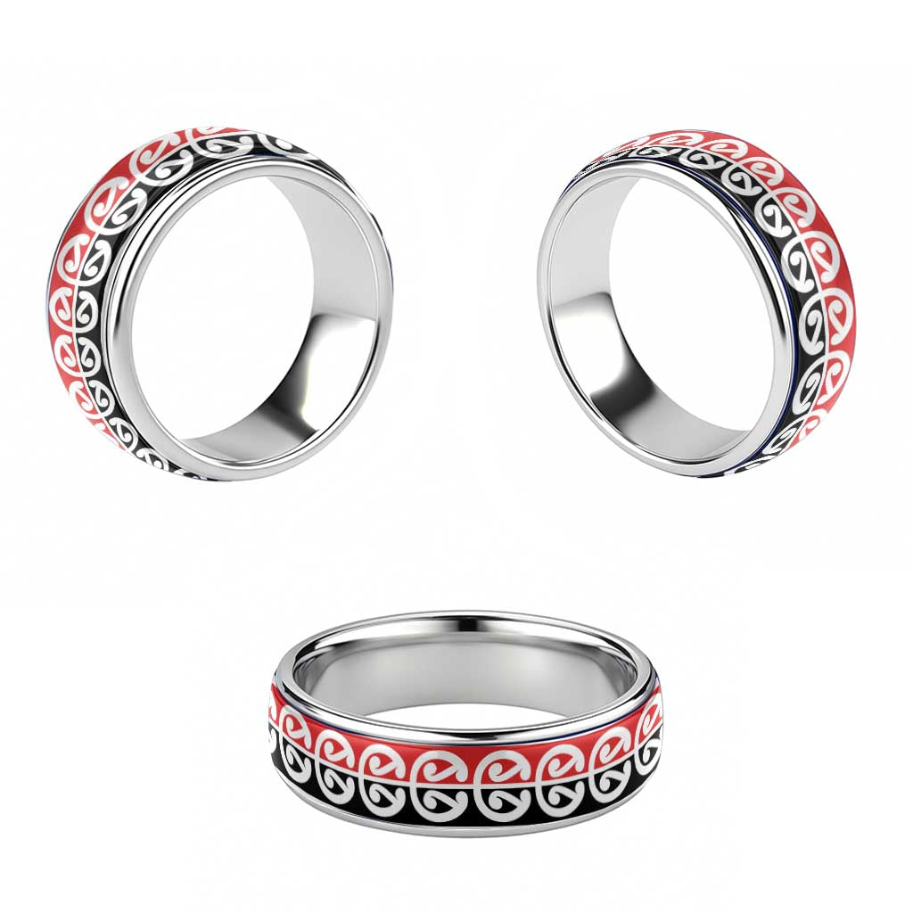 New Zealand Mangopare Kowhaiwhai Motif Classic Ring - Polynesian Pride