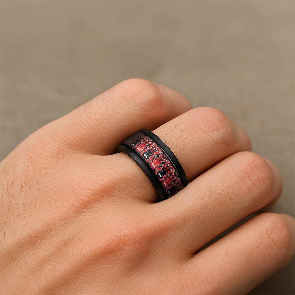 New Zealand Hei Tiki Motif Spinner Ring - Polynesian Pride