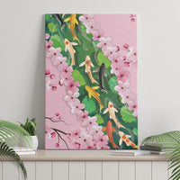 Koi Fish Sakura Japan Canvas Wall Art Eternal Flow Cherry Blossom Seigaiha Pattern