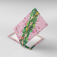 Koi Fish Sakura Japan Canvas Wall Art Eternal Flow Cherry Blossom Seigaiha Pattern