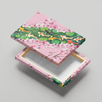 Koi Fish Sakura Japan Canvas Wall Art Eternal Flow Cherry Blossom Seigaiha Pattern