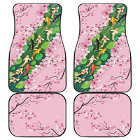 Koi Fish Sakura Japan Car Mats Eternal Flow Cherry Blossom Seigaiha Pattern