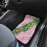Koi Fish Sakura Japan Car Mats Eternal Flow Cherry Blossom Seigaiha Pattern