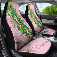 Koi Fish Sakura Japan Car Seat Cover Eternal Flow Cherry Blossom Seigaiha Pattern