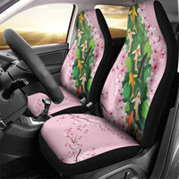 Koi Fish Sakura Japan Car Seat Cover Eternal Flow Cherry Blossom Seigaiha Pattern