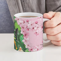 Koi Fish Sakura Japan Ceramic Mug Eternal Flow Cherry Blossom Seigaiha Pattern
