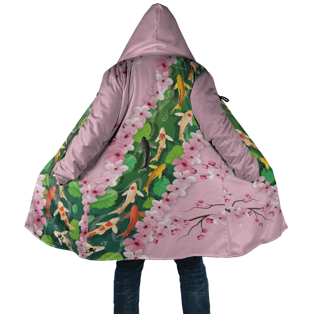 Koi Fish Sakura Japan Cloak Eternal Flow Cherry Blossom Seigaiha Pattern