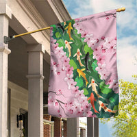 Koi Fish Sakura Japan Garden Flag Eternal Flow Cherry Blossom Seigaiha Pattern