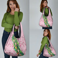 Koi Fish Sakura Japan Grocery Bag Eternal Flow Cherry Blossom Seigaiha Pattern