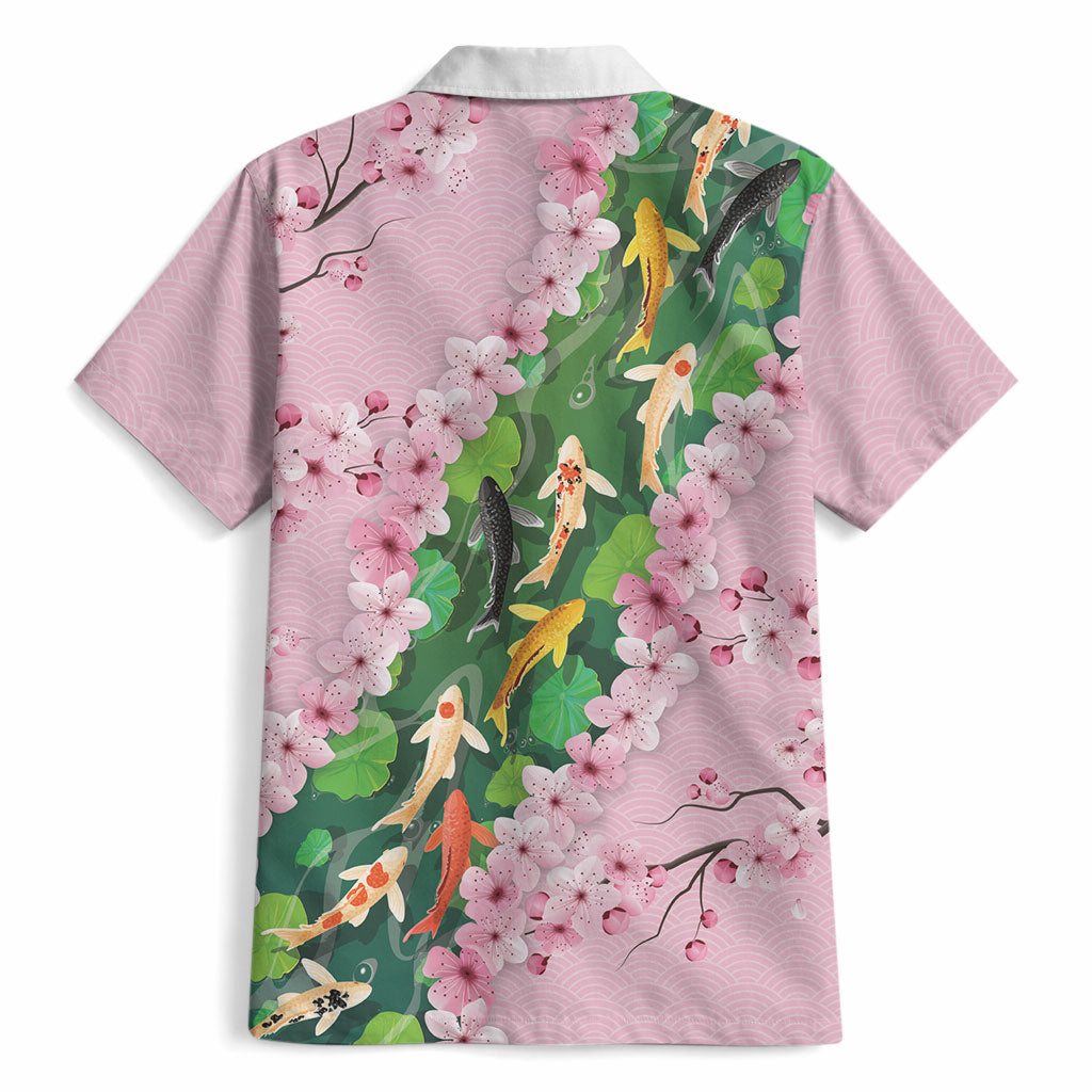 Koi Fish Sakura Japan Hawaiian Shirt Eternal Flow Cherry Blossom Seigaiha Pattern