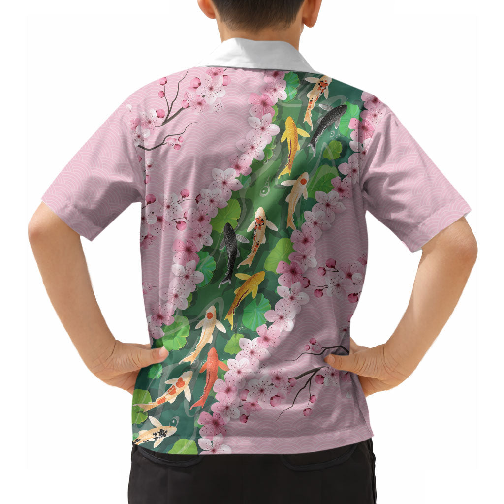 Koi Fish Sakura Japan Hawaiian Shirt Eternal Flow Cherry Blossom Seigaiha Pattern