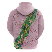 Koi Fish Sakura Japan Hoodie Eternal Flow Cherry Blossom Seigaiha Pattern
