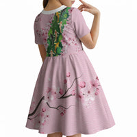 Koi Fish Sakura Japan Kid Short Sleeve Dress Eternal Flow Cherry Blossom Seigaiha Pattern