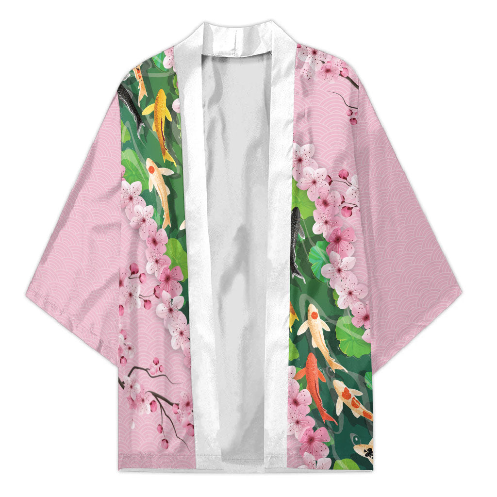 Koi Fish Sakura Japan Kimono Eternal Flow Cherry Blossom Seigaiha Pattern