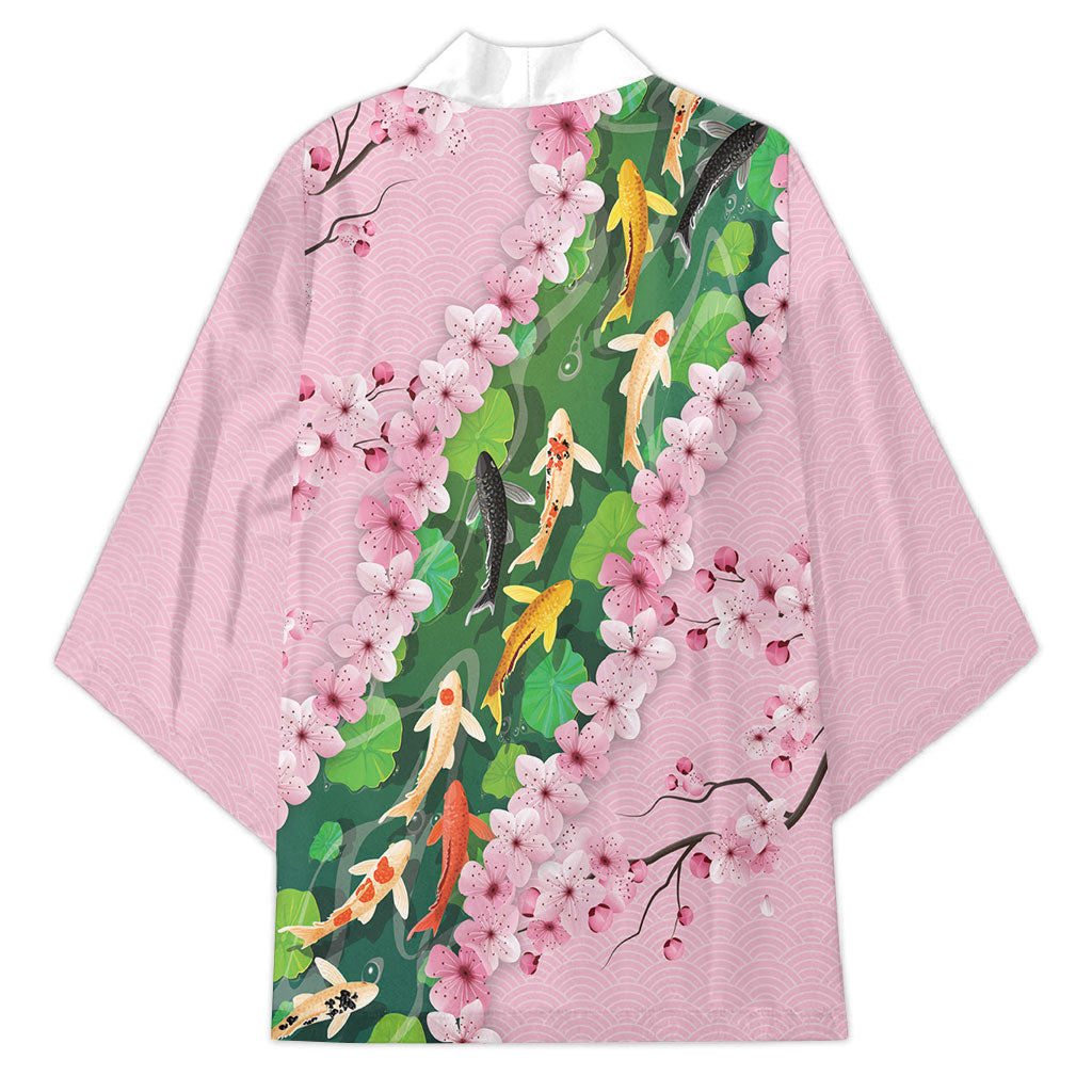 Koi Fish Sakura Japan Kimono Eternal Flow Cherry Blossom Seigaiha Pattern