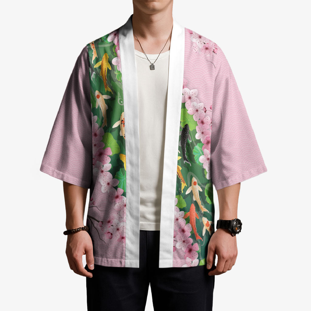 Koi Fish Sakura Japan Kimono Eternal Flow Cherry Blossom Seigaiha Pattern