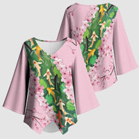 Koi Fish Sakura Japan Kimono Sleeve Blouse Eternal Flow Cherry Blossom Seigaiha Pattern