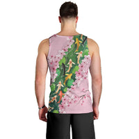 Koi Fish Sakura Japan Men Tank Top Eternal Flow Cherry Blossom Seigaiha Pattern