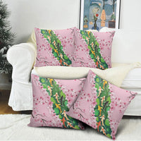 Koi Fish Sakura Japan Pillow Cover Eternal Flow Cherry Blossom Seigaiha Pattern