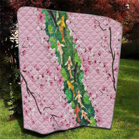 Koi Fish Sakura Japan Quilt Eternal Flow Cherry Blossom Seigaiha Pattern