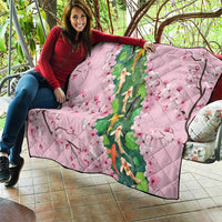 Koi Fish Sakura Japan Quilt Eternal Flow Cherry Blossom Seigaiha Pattern