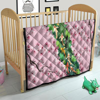 Koi Fish Sakura Japan Quilt Eternal Flow Cherry Blossom Seigaiha Pattern