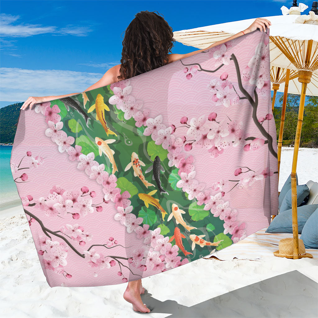 Koi Fish Sakura Japan Sarong Eternal Flow Cherry Blossom Seigaiha Pattern