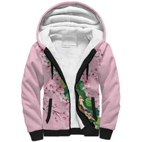 Koi Fish Sakura Japan Sherpa Hoodie Eternal Flow Cherry Blossom Seigaiha Pattern