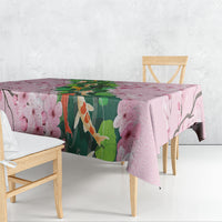 Koi Fish Sakura Japan Tablecloth Eternal Flow Cherry Blossom Seigaiha Pattern