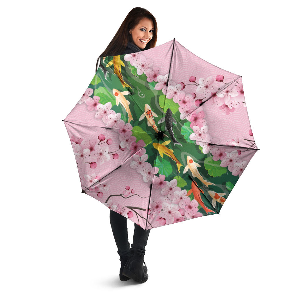 Koi Fish Sakura Japan Umbrella Eternal Flow Cherry Blossom Seigaiha Pattern