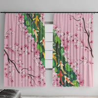 Koi Fish Sakura Japan Window Curtain Eternal Flow Cherry Blossom Seigaiha Pattern