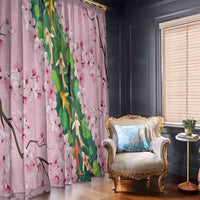 Koi Fish Sakura Japan Window Curtain Eternal Flow Cherry Blossom Seigaiha Pattern