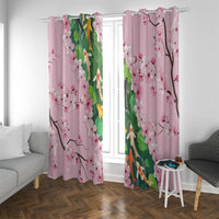 Koi Fish Sakura Japan Window Curtain Eternal Flow Cherry Blossom Seigaiha Pattern