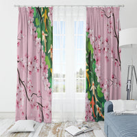 Koi Fish Sakura Japan Window Curtain Eternal Flow Cherry Blossom Seigaiha Pattern