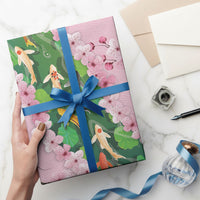 Koi Fish Sakura Japan Wrapping Paper Eternal Flow Cherry Blossom Seigaiha Pattern